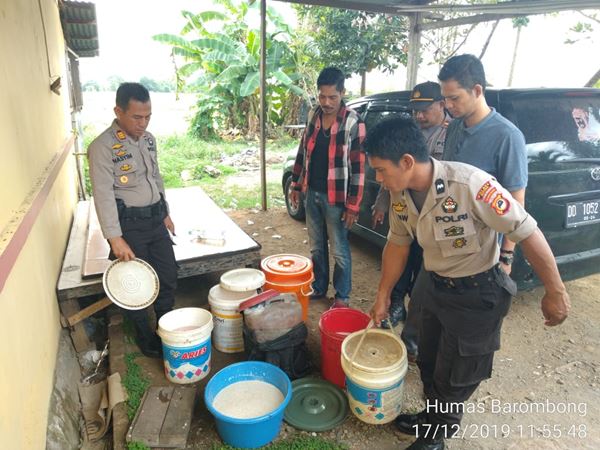 Operasi Miras, Polsek Barombong bersama TIM Anti Bandit Amankan Pelaku dan 350 liter Ballo