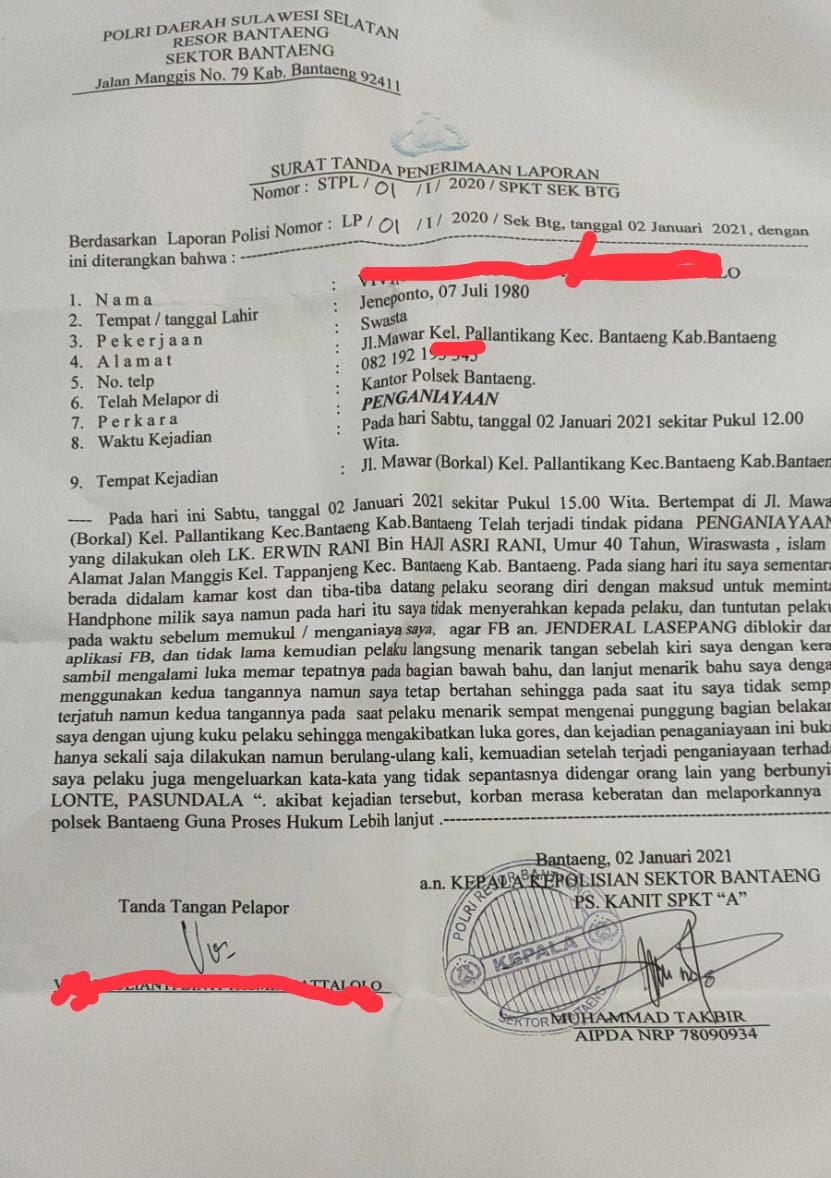 Lakukan KDRT, Warga Bantaeng Laporkan Suami Sirinya ke Polisi