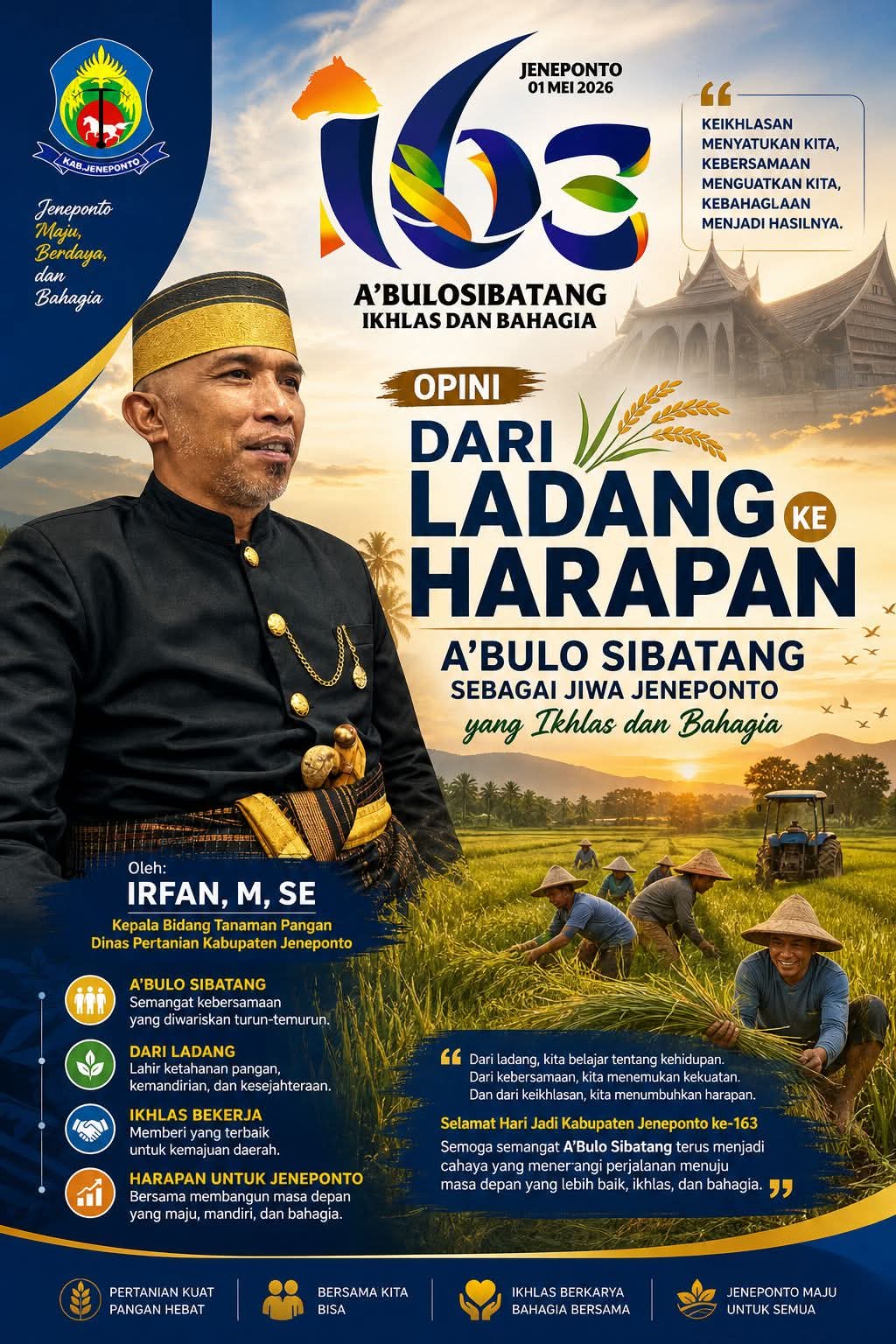 Dari Ladang ke Harapan: A’Bulo Sibatang sebagai Jiwa Jeneponto yang Ikhlas dan Bahagia